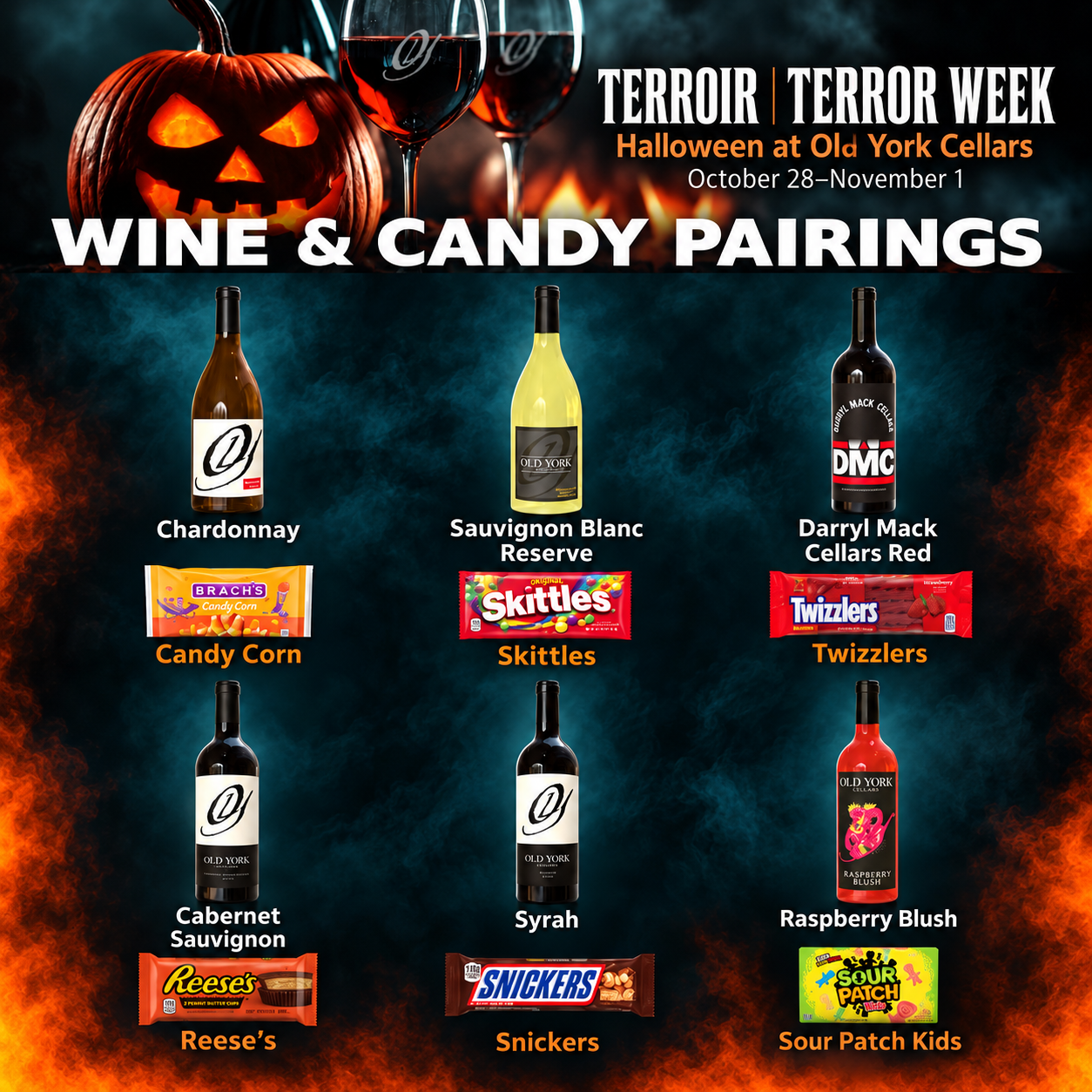 Wine & Halloween Candy Pairing at Old York Cellars Wed. 10/28 - Sun. 11/1 in Hunterdon