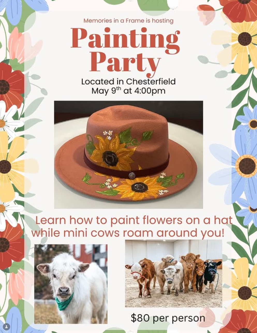 Painting Party - Hat Painting with Mini Cows Experience