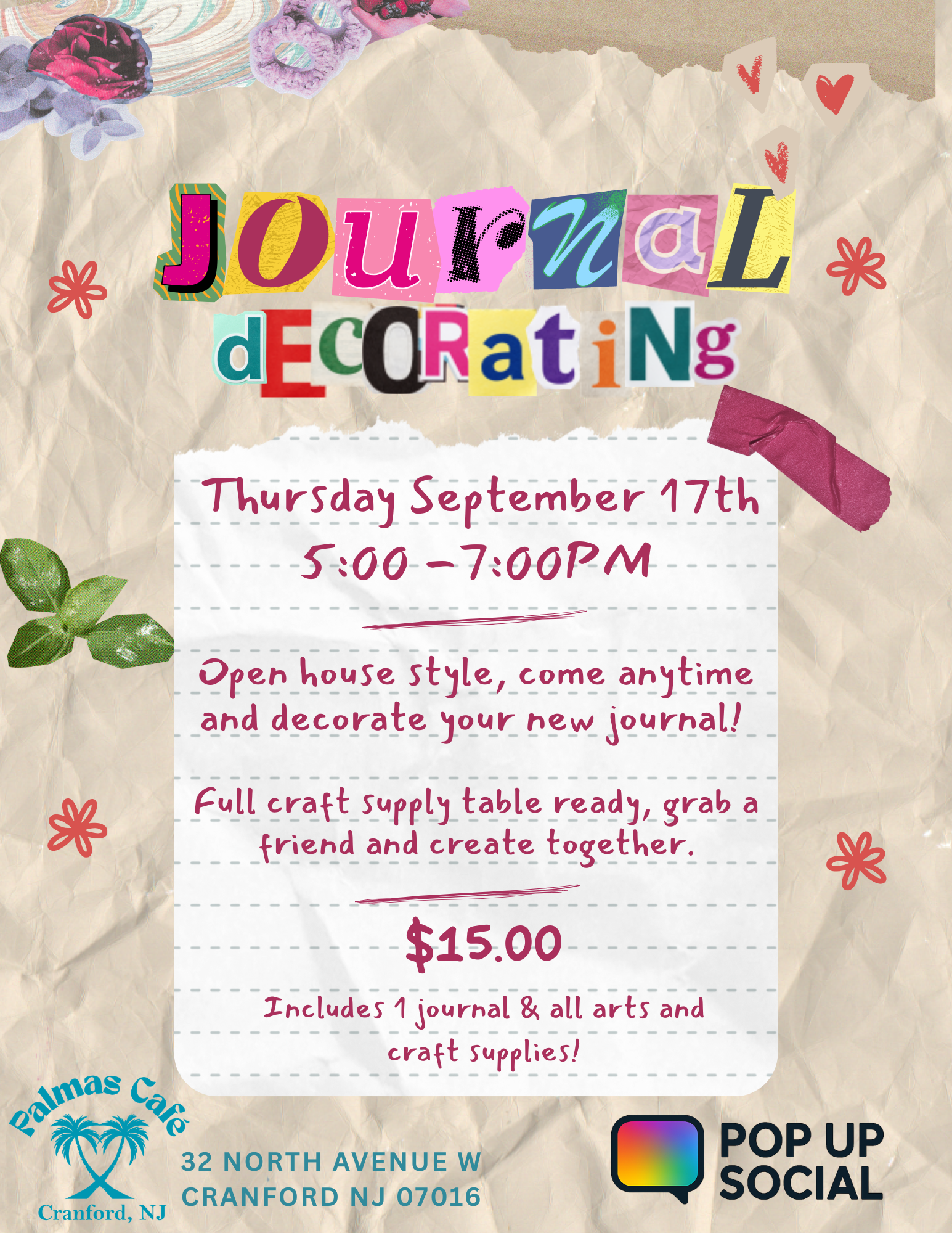 Journal Decorating at Palmas Cafe ! in Cranford Township