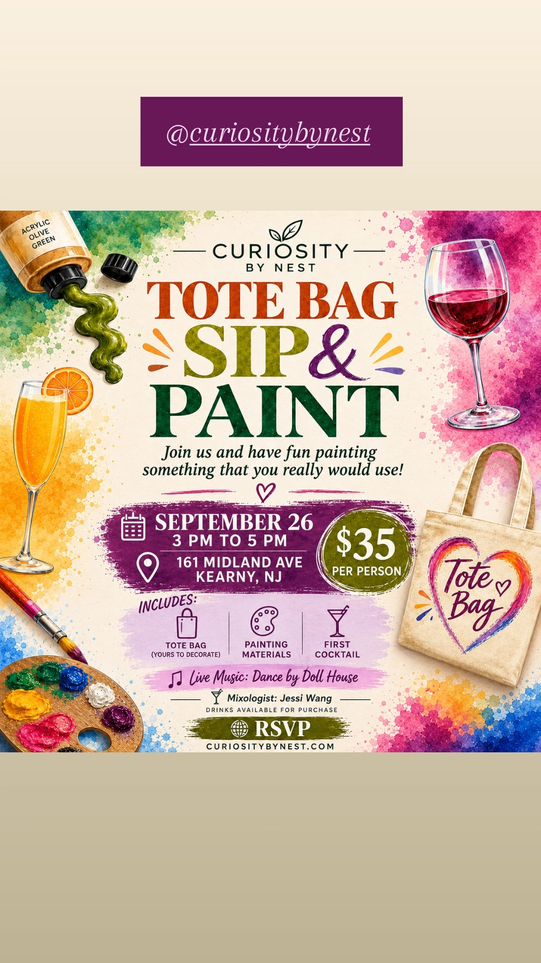 Tote Bag Paint & Sip in Hudson
